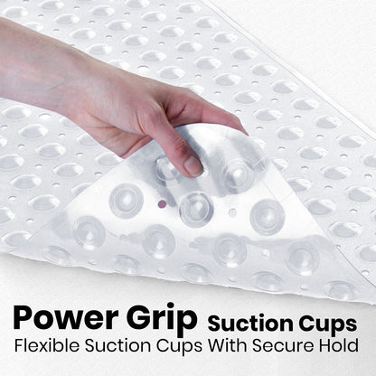 Non-slip bath mat showing cut-to-size feature — trimmable to fit any shower tray