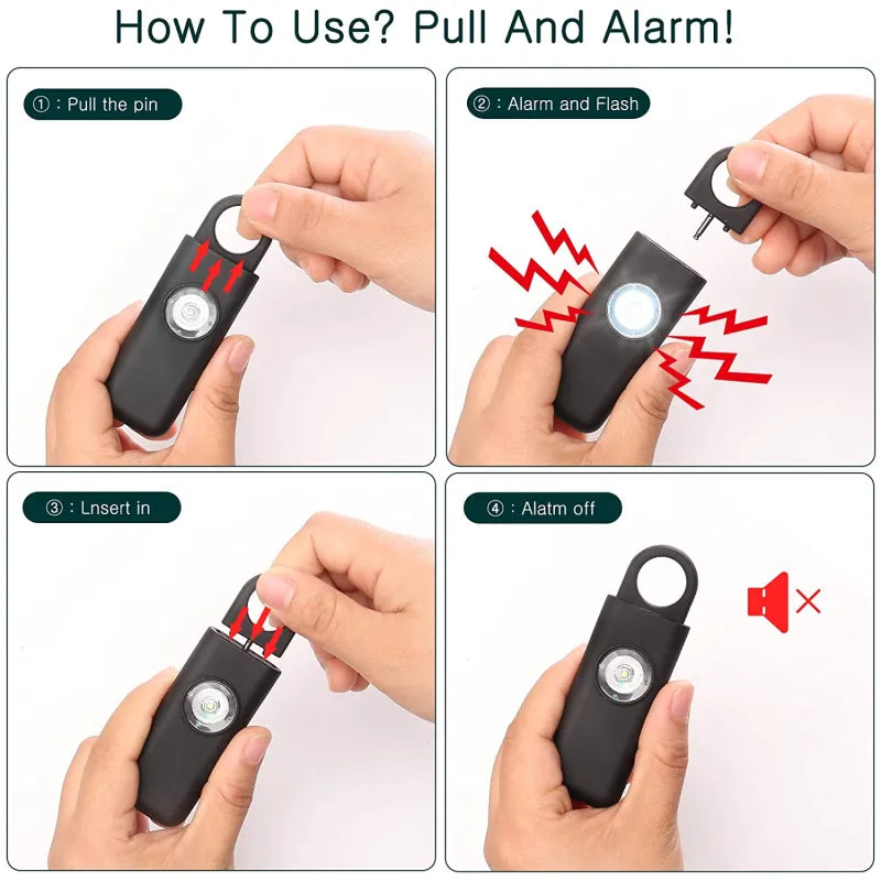 How to use the SOS alarm pendant — pull pin to activate, insert to switch off