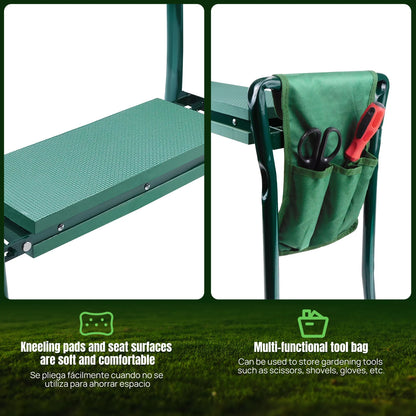 Garden kneeler converted to stool — foldable garden seat for elderly with mobility aids