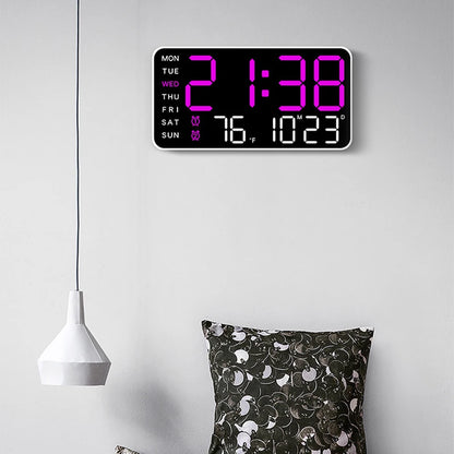 Large LED clock back view showing mounting options — wall or desk digital clock for elderly
