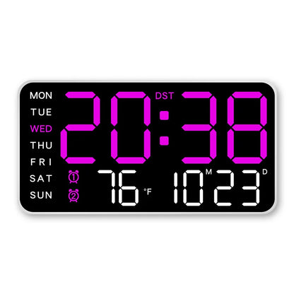 Digital wall clock alarm settings — dual alarm large button clock for elderly