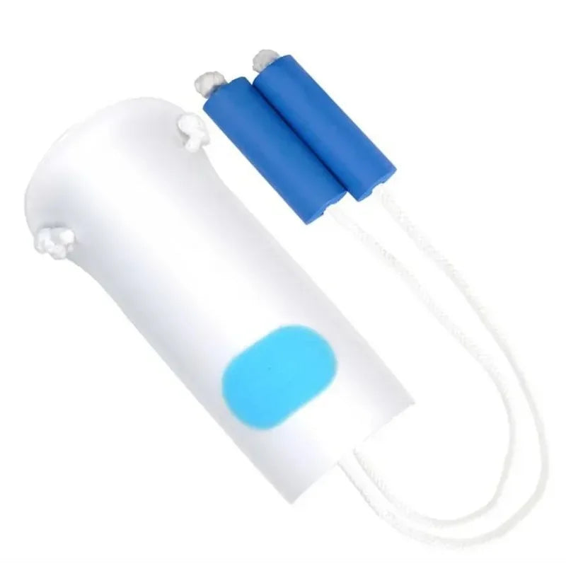 Sock aid with handles close up — long cord grip for easy pull elderly dressing aid