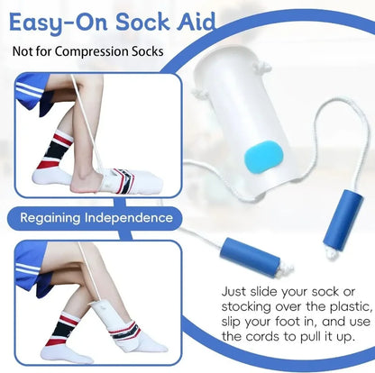 Sock aid tool in white — put on socks without bending for elderly and post-surgery recovery