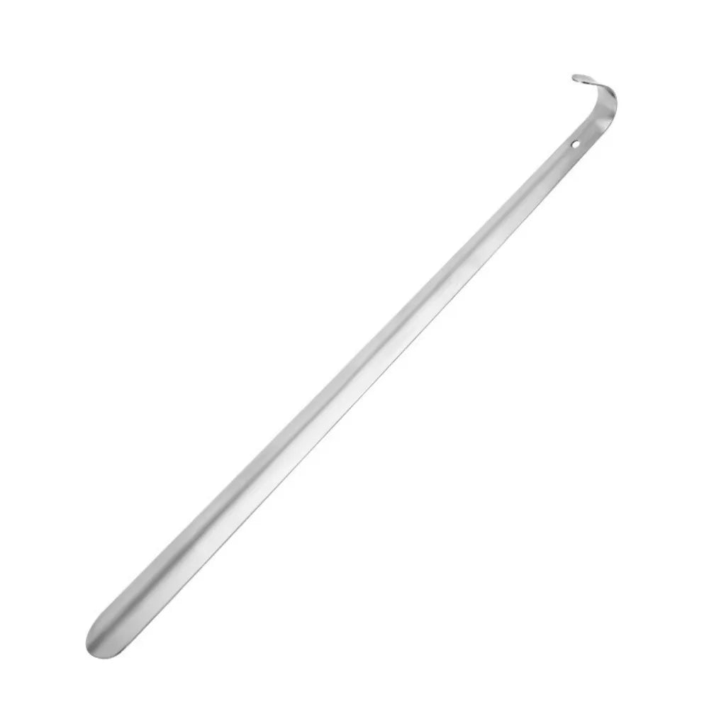Long shoe horn hanging on hook — stainless steel shoe aid for elderly mobility aid