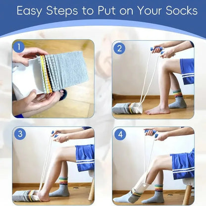Sock aid step by step instructions — how to put on socks without bending elderly aid