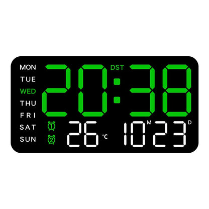 LED wall clock product specifications — voice activated dual alarm digital clock