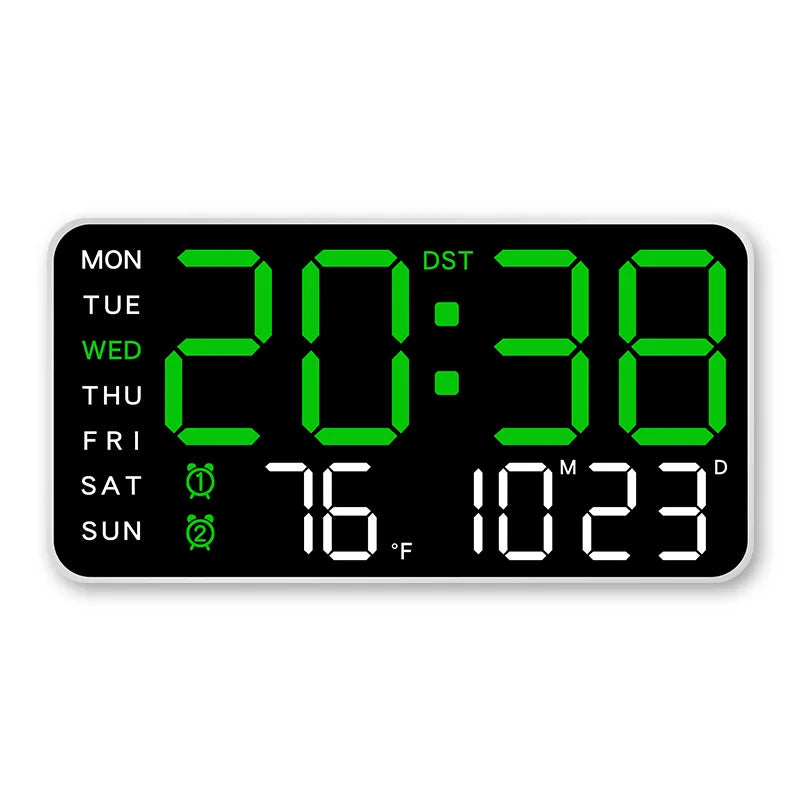 Digital wall clock features overview — voice control temperature display dual alarm clock